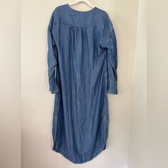 Free People Romantic Shirt Dress in Indigo - Button Front Midi - Picture 6 of 6